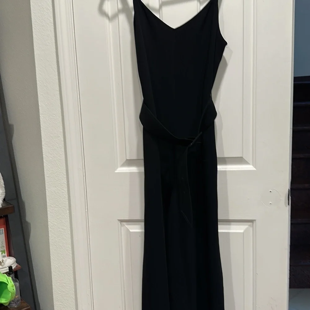 Cinq à Sept Black Billie Belted Jumpsuit Sleeveless Flare Cuff Pants - Picture 2 of 7